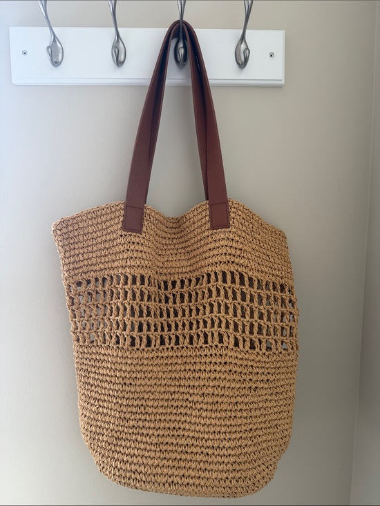Banana Republic Handbags - Banana Republic Tan Crochet Tote with Brown Straps - perfect for beach or pool